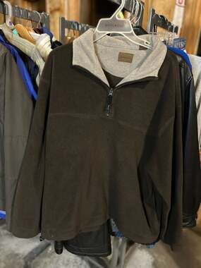 St. John's Bay Men's Quarter Zip Fleece Pullover Jacket Brown/Grey Size Large